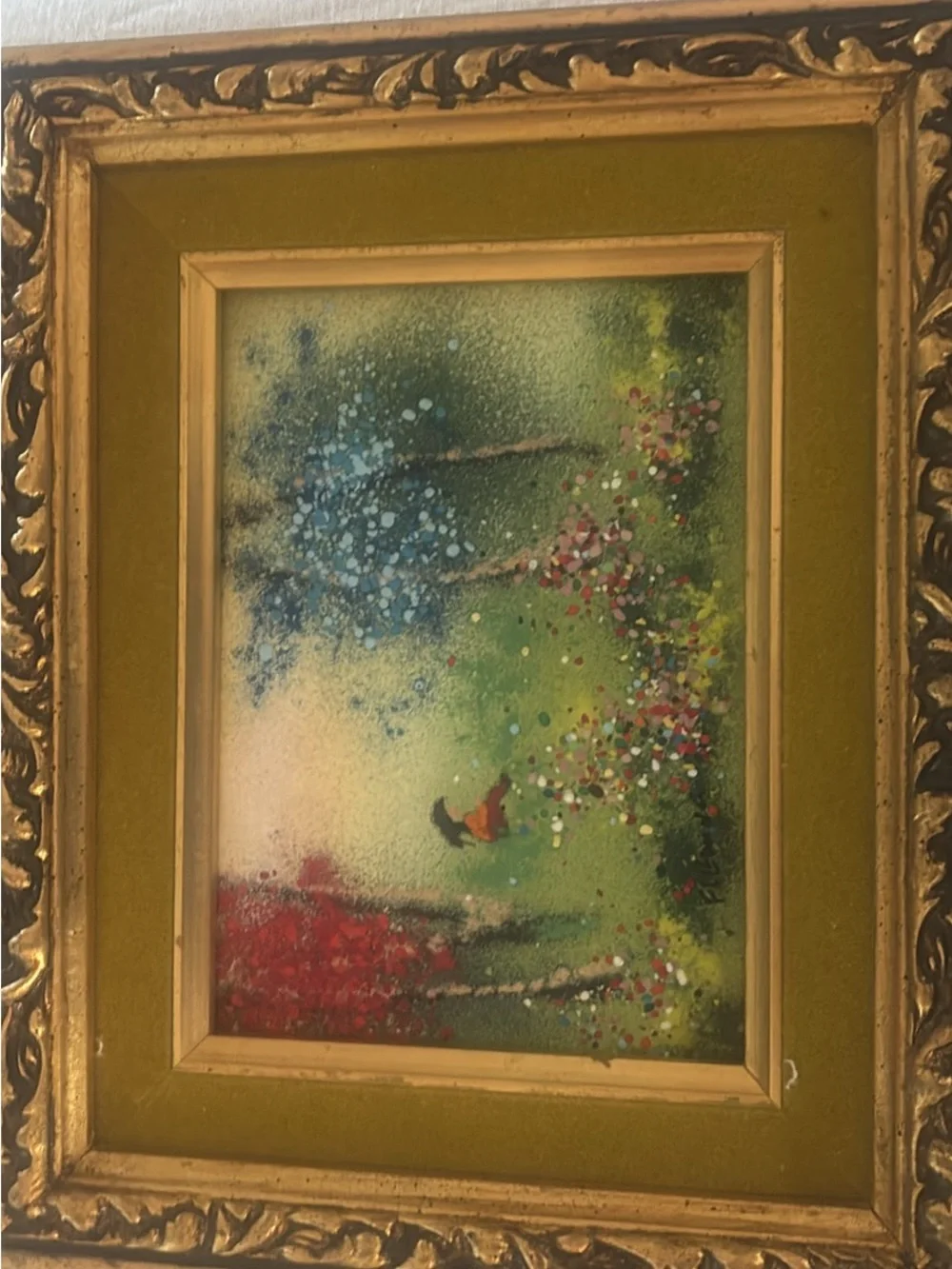 Vintage Gold Ornate Frame with Green Accent Painting